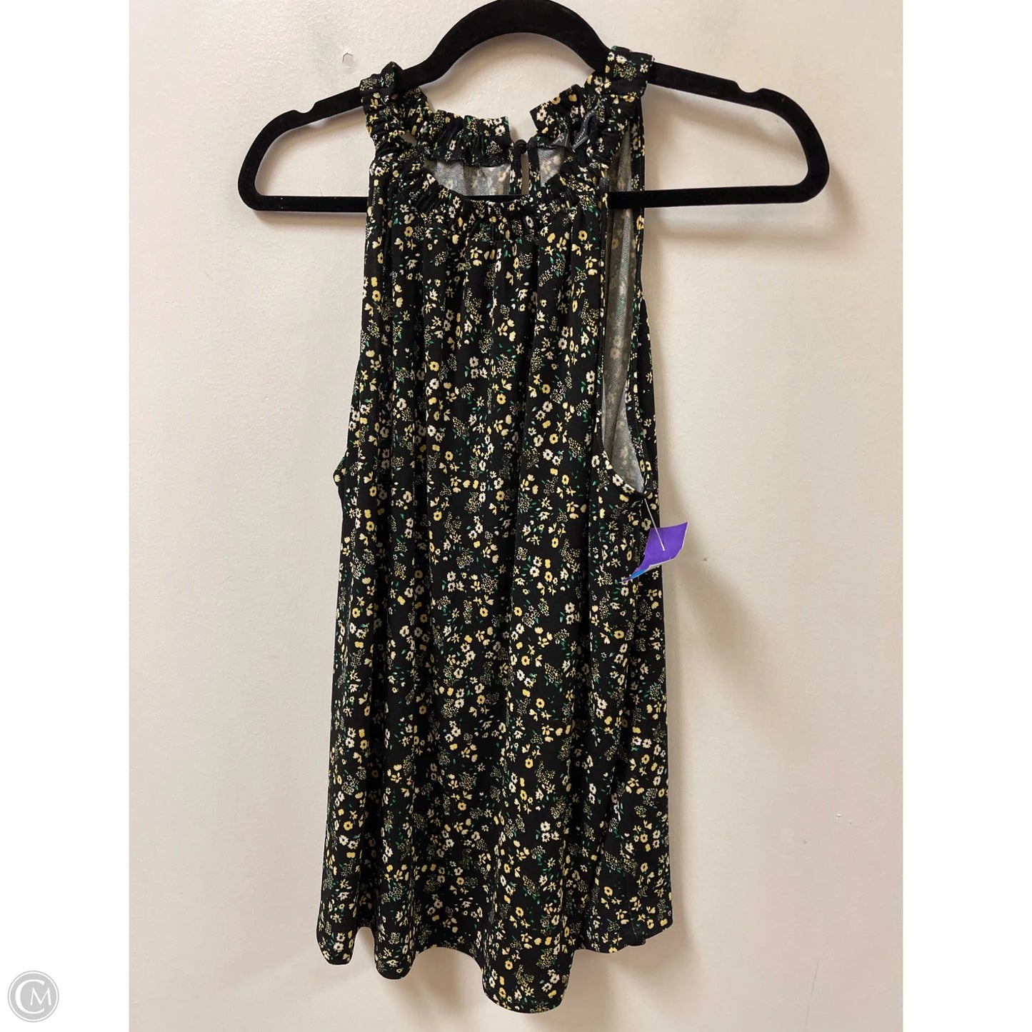 Top Sleeveless By Adrianna Papell In Black & Yellow, Size: L
