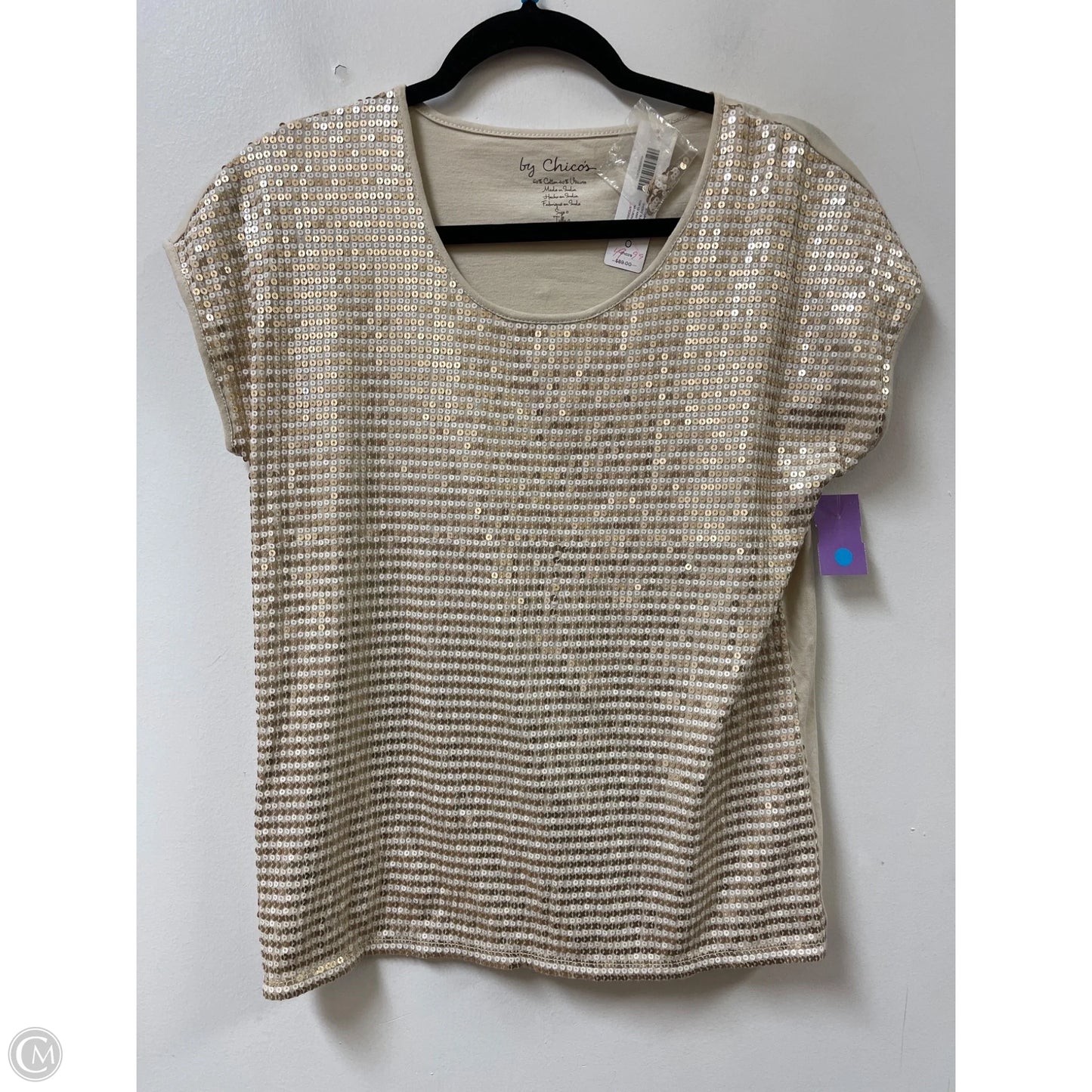 Top Short Sleeve By Chicos In Cream, Size: S