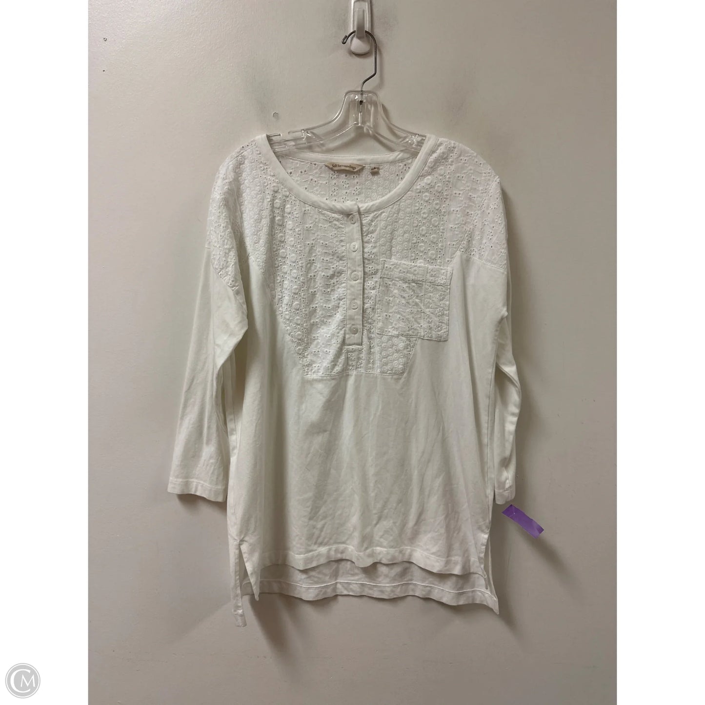 Tunic Long Sleeve By Soft Surroundings In White, Size: S
