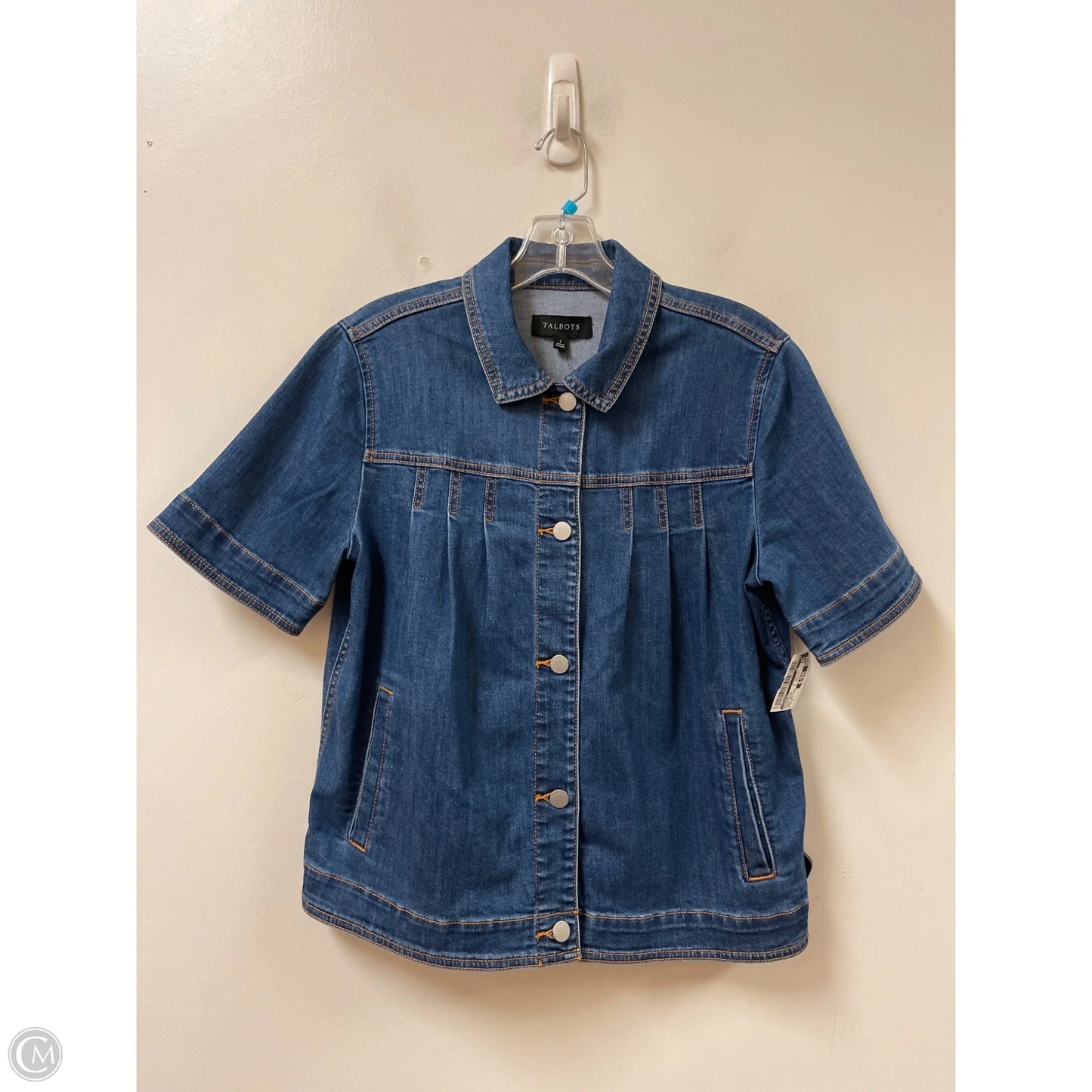 Blouse Short Sleeve By Talbots In Blue Denim, Size: S