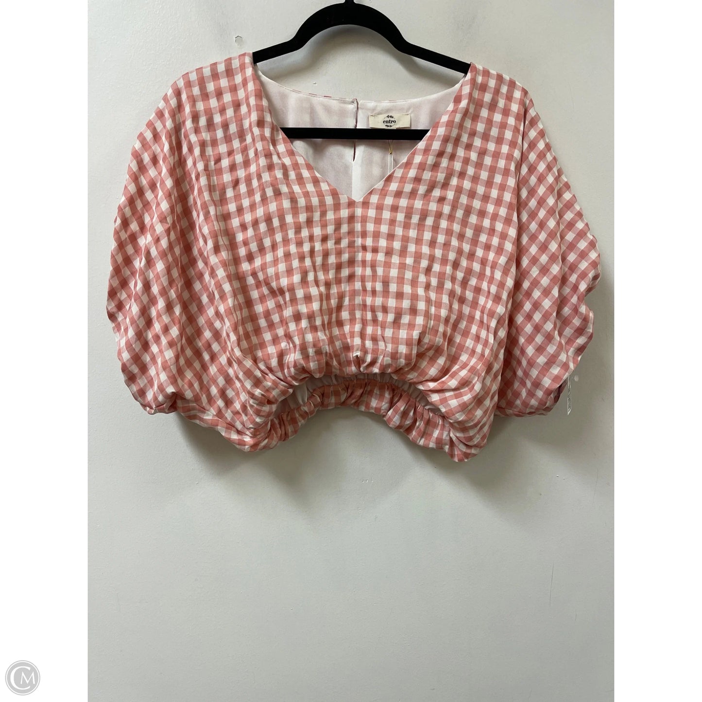 Top Short Sleeve By Entro In Pink & White, Size: M