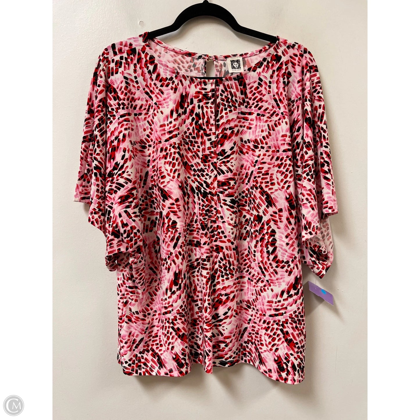 Top Short Sleeve By Anne Klein In Red & White, Size: Xl