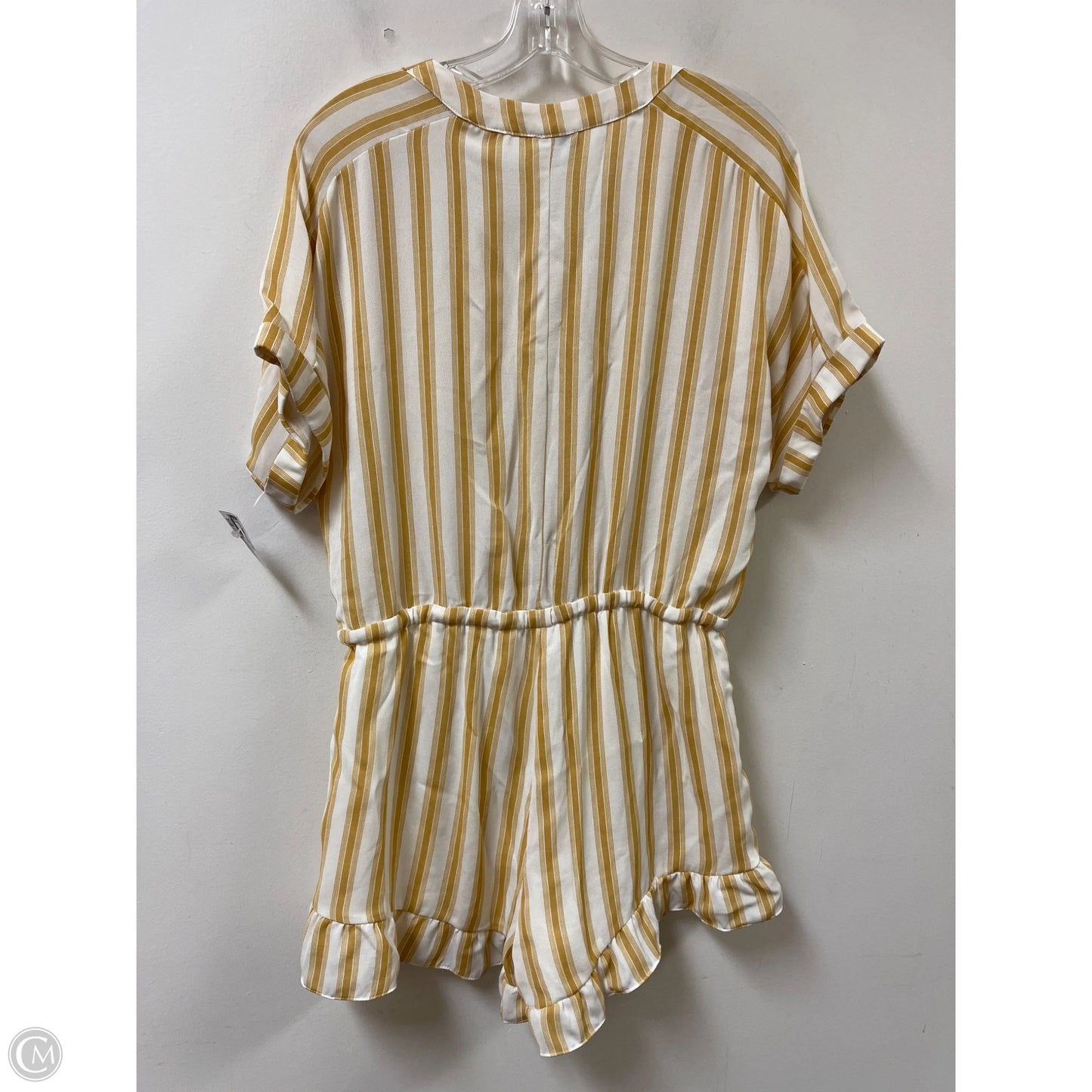 Romper By Voy In White & Yellow, Size: M