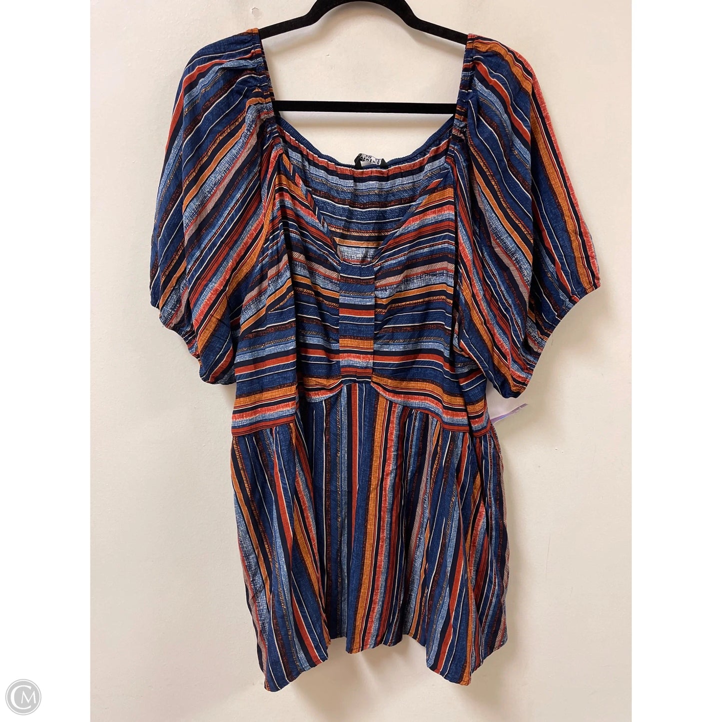 Top Short Sleeve By Bloomchic In Blue & Orange, Size: 4x