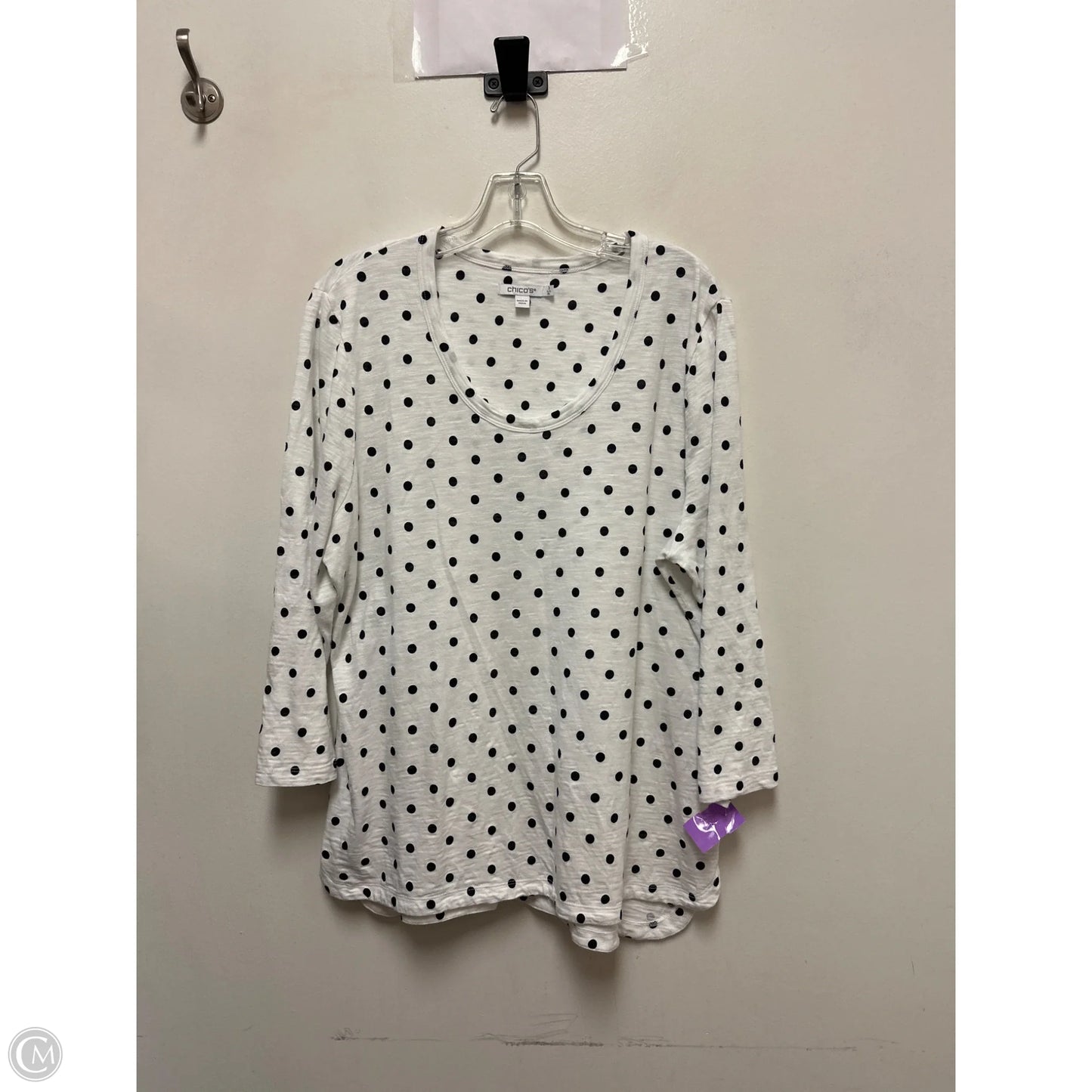 Top Long Sleeve By Chicos In Polkadot Pattern, Size: Xl