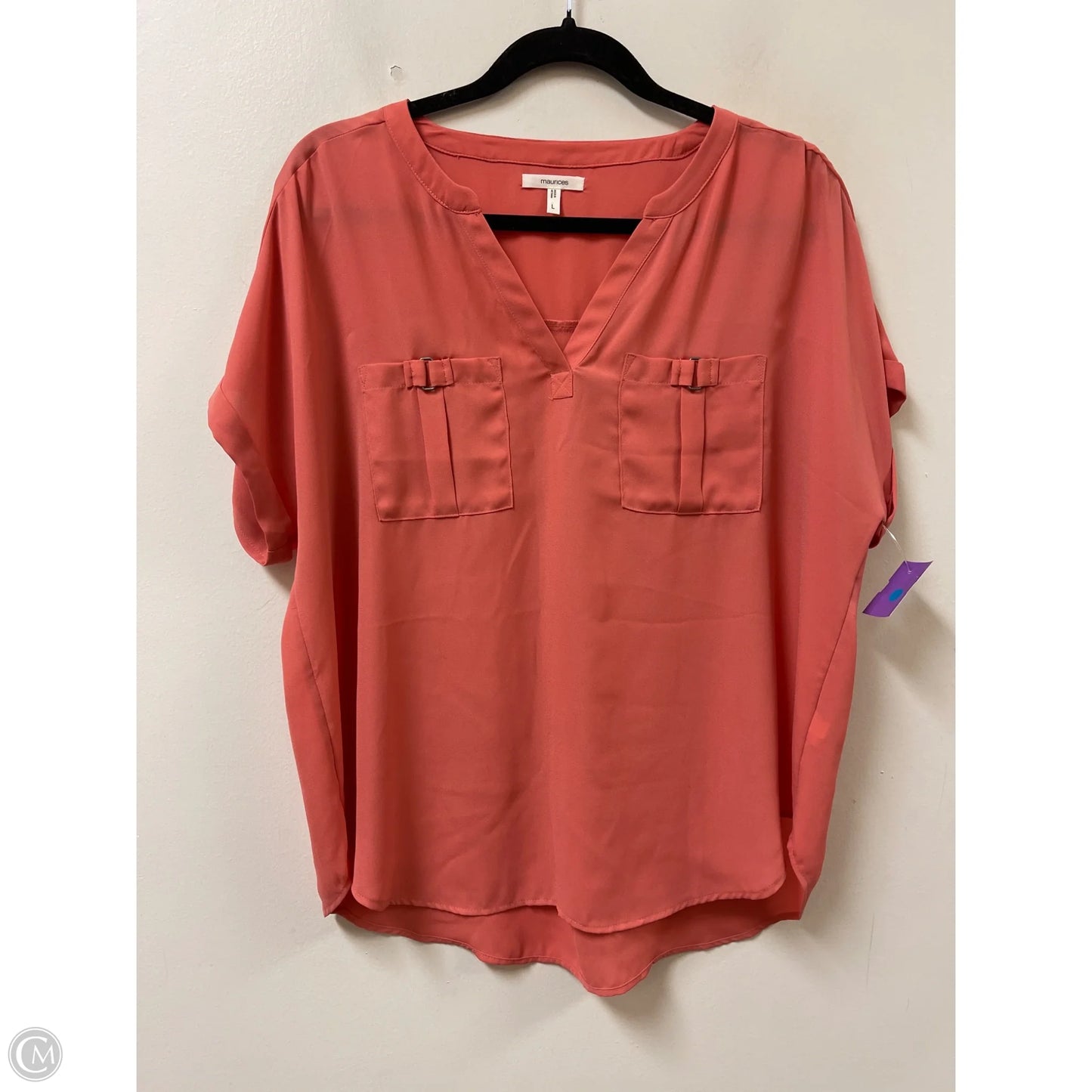 Top Short Sleeve By Maurices In Coral, Size: L