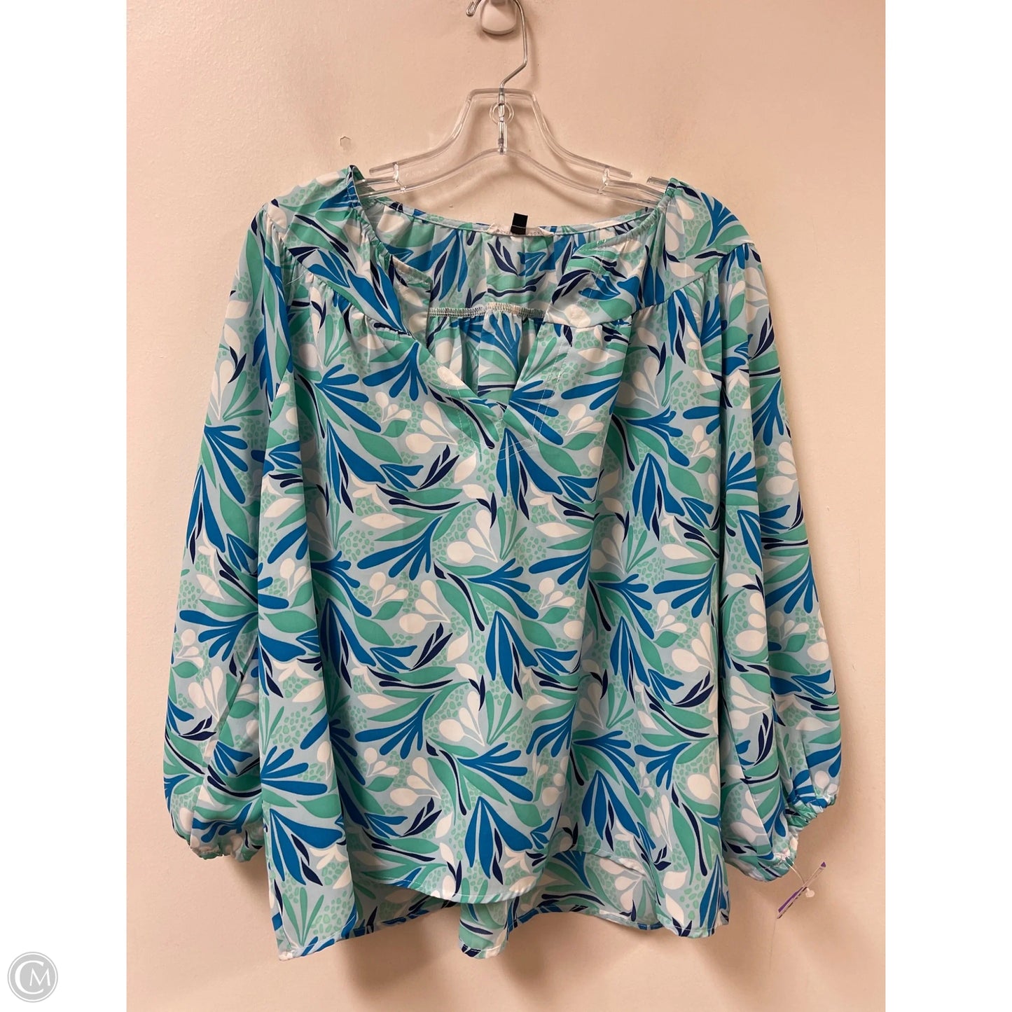 Top Long Sleeve By Michelle Mcdowell In Blue & Green, Size: Xl