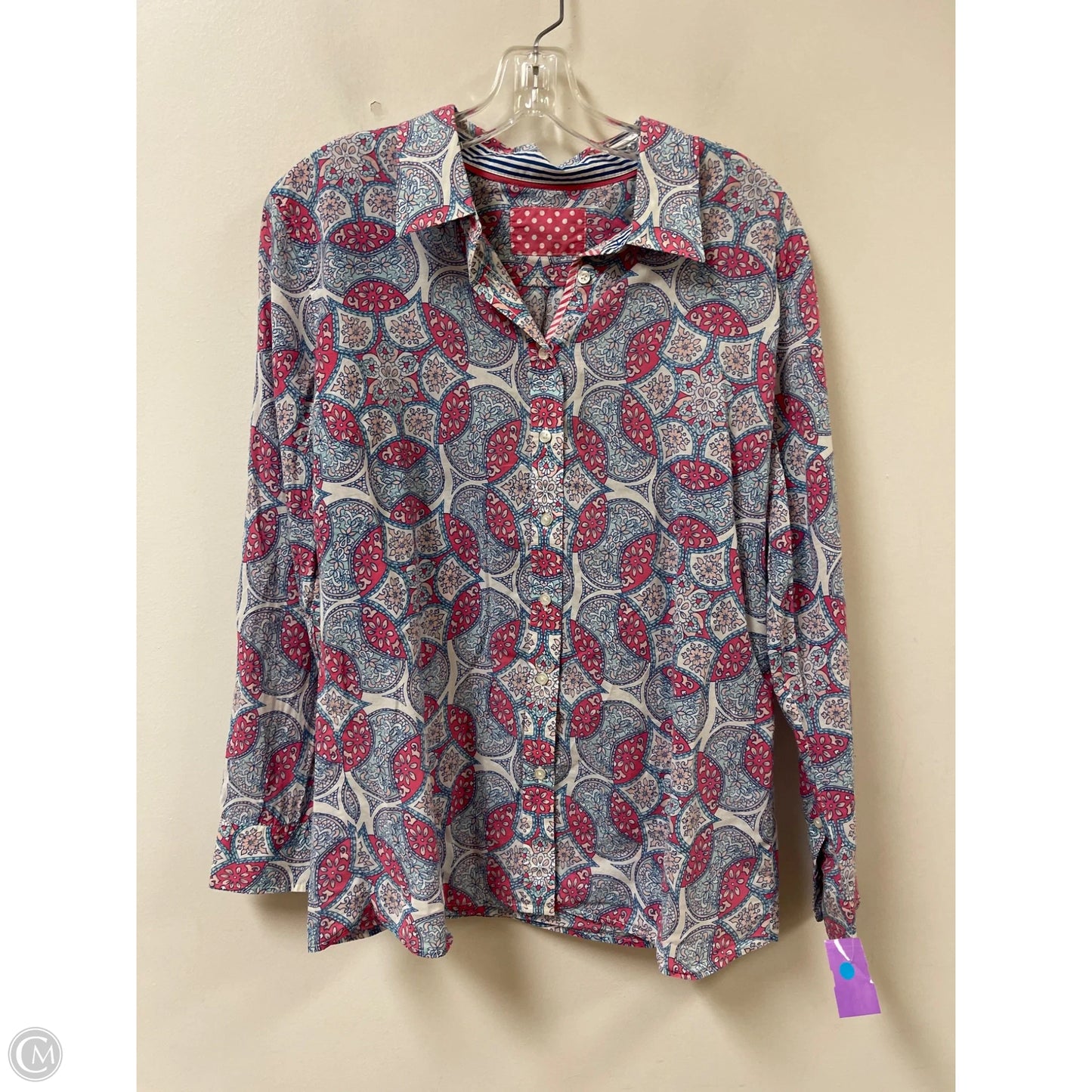 Blouse Long Sleeve By Clothes Mentor In Blue & Pink, Size: M