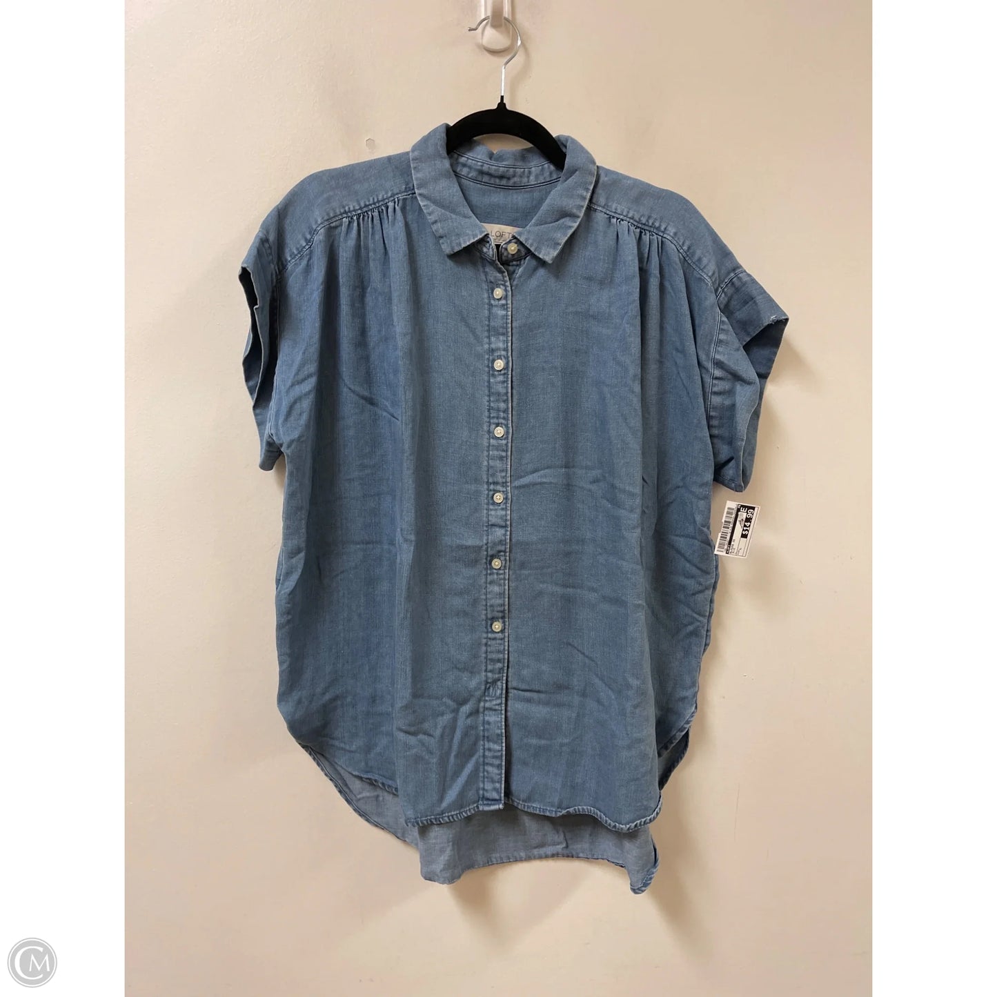 Blouse Short Sleeve By Loft In Blue, Size: L