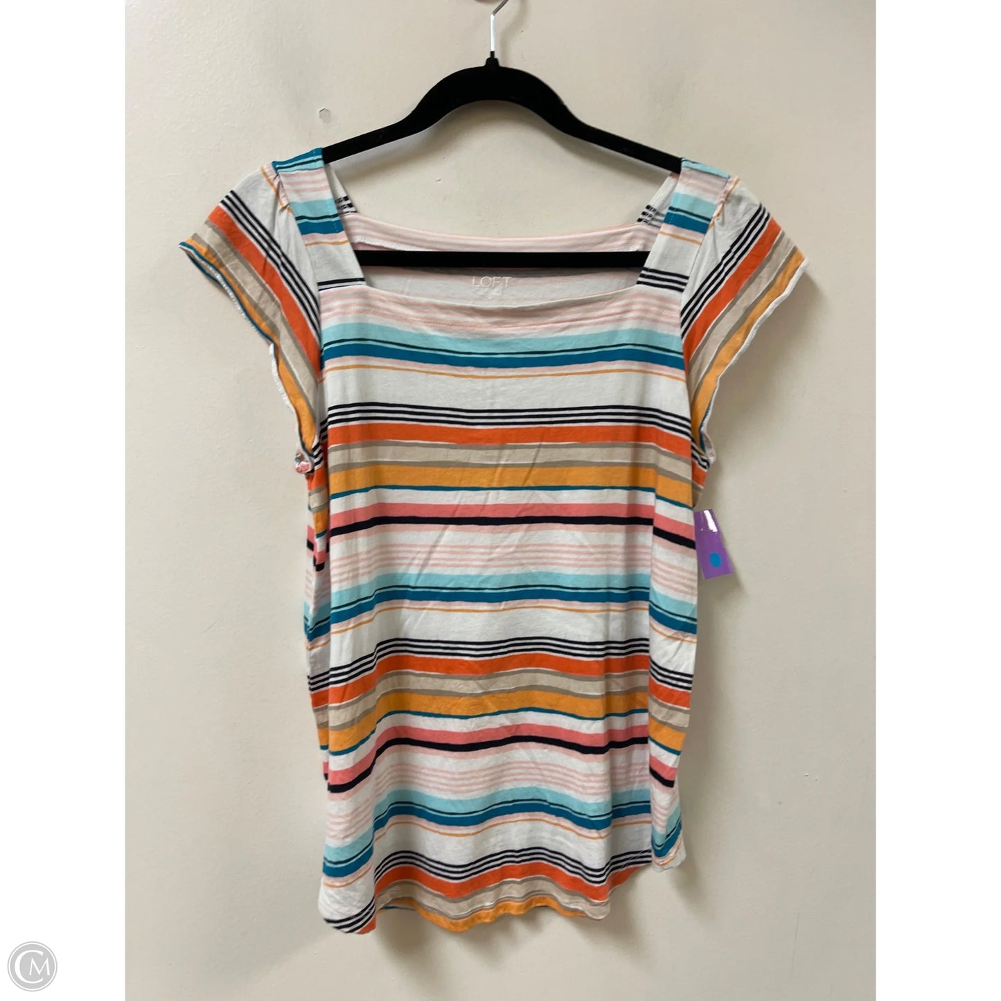 Top Short Sleeve By Loft In Striped Pattern, Size: M