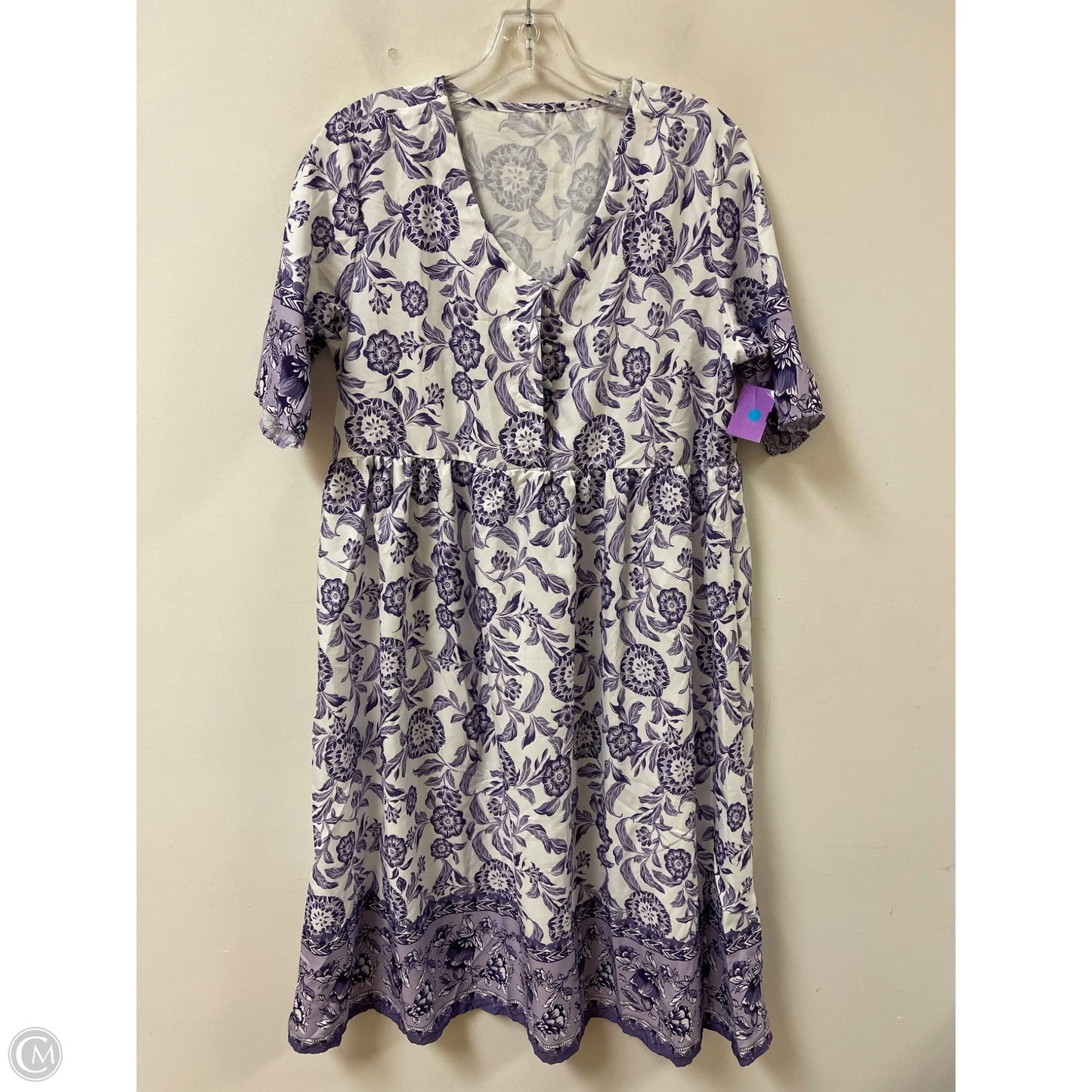 Dress Casual Midi By Clothes Mentor In Purple & White, Size: L