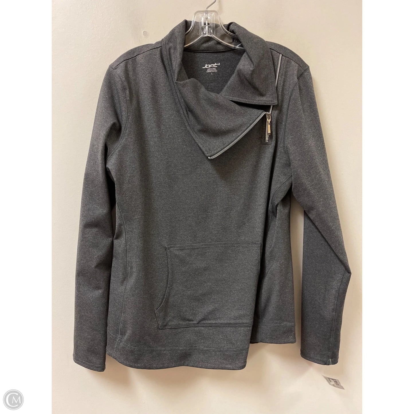 Athletic Top Long Sleeve Collar By Jofit In Grey, Size: L