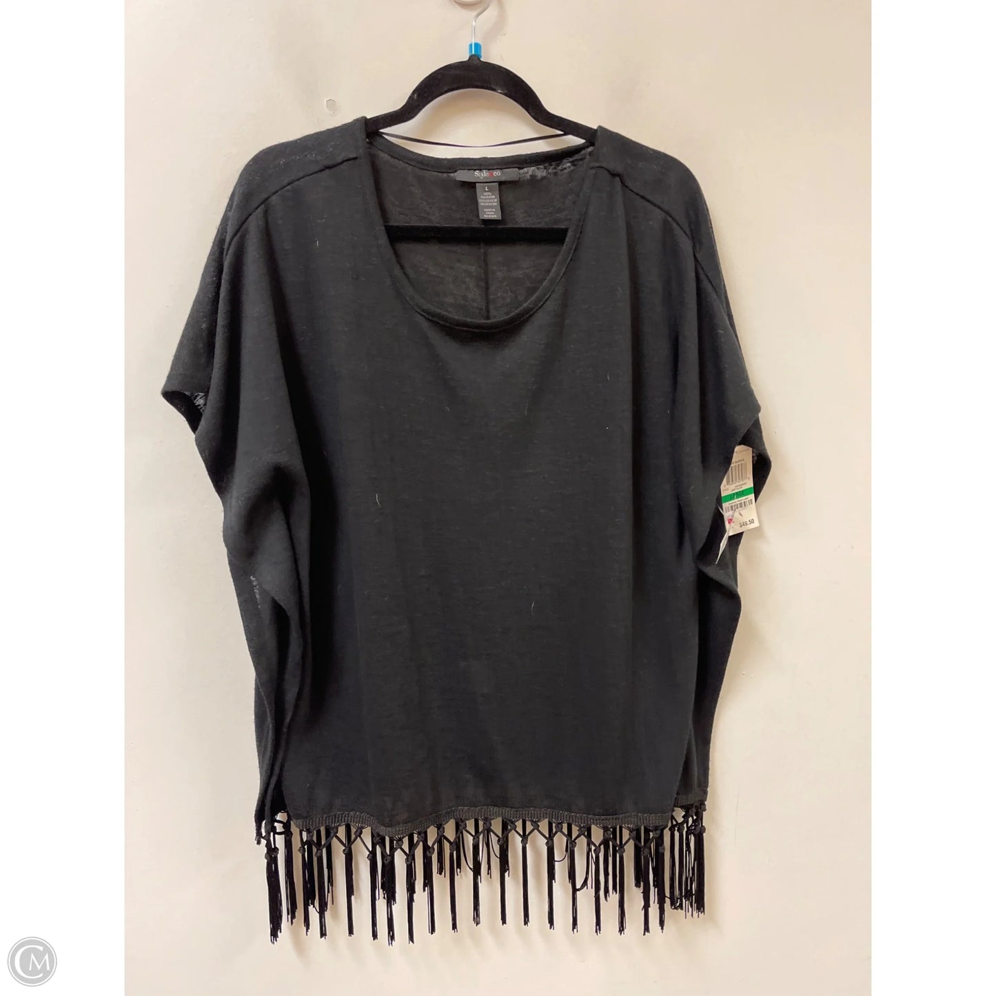 Top Short Sleeve By Style And Company In Black, Size: L