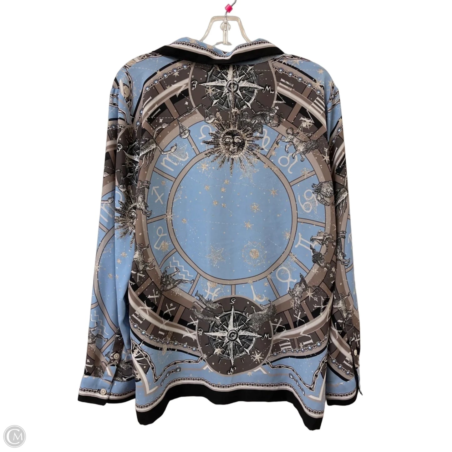Blouse Long Sleeve By Chicos In Black & Blue, Size: L