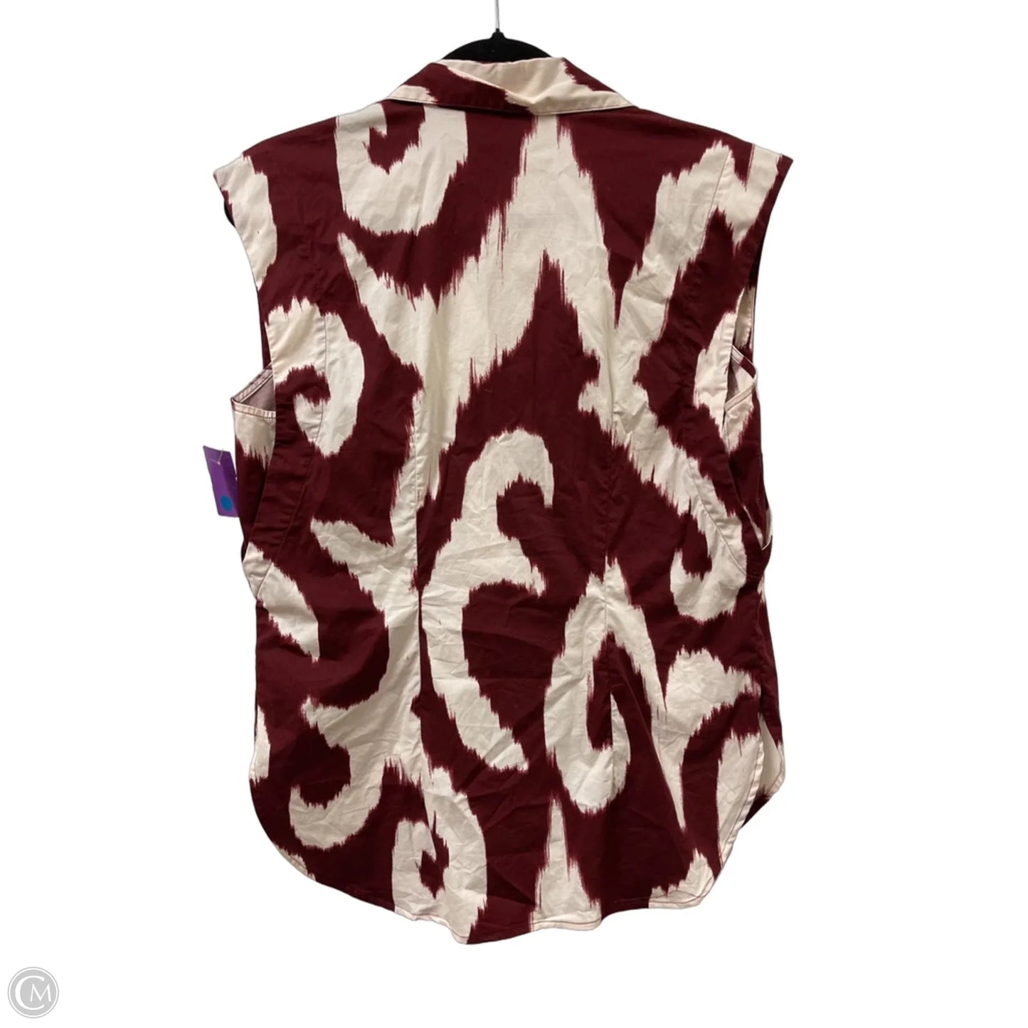 Blouse Sleeveless By Express In Red & White, Size: M