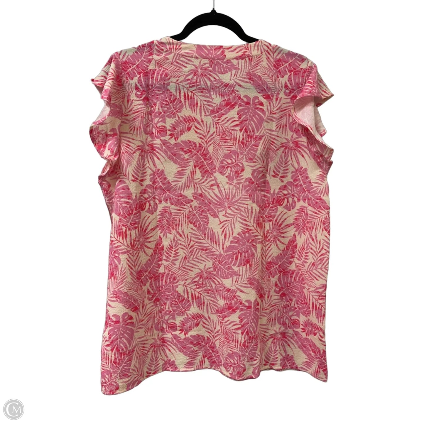 Top Short Sleeve By Bibi In Cream & Pink, Size: Xl