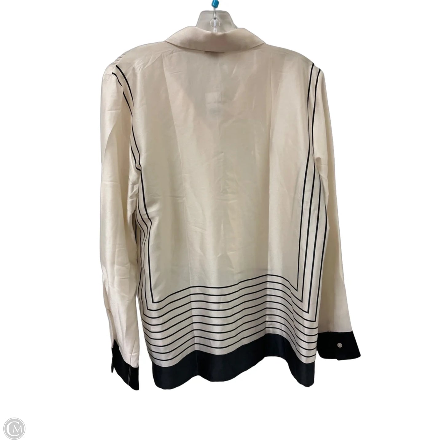 Blouse Long Sleeve By Ann Taylor In Black & Cream, Size: M
