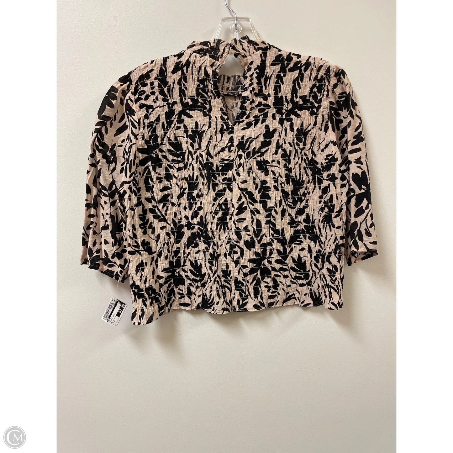 Top Short Sleeve By H&m In Black & Cream, Size: M