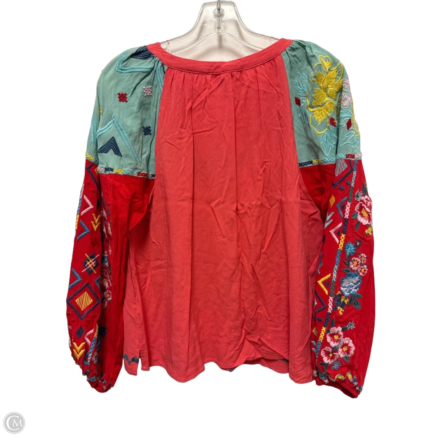 Top Long Sleeve By Savanna Jane In Green & Red, Size: L