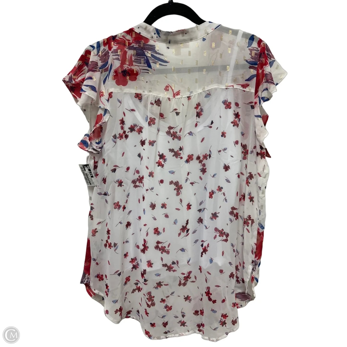 Top 2pc Short Sleeve By Clothes Mentor In Blue & Red & White, Size: L