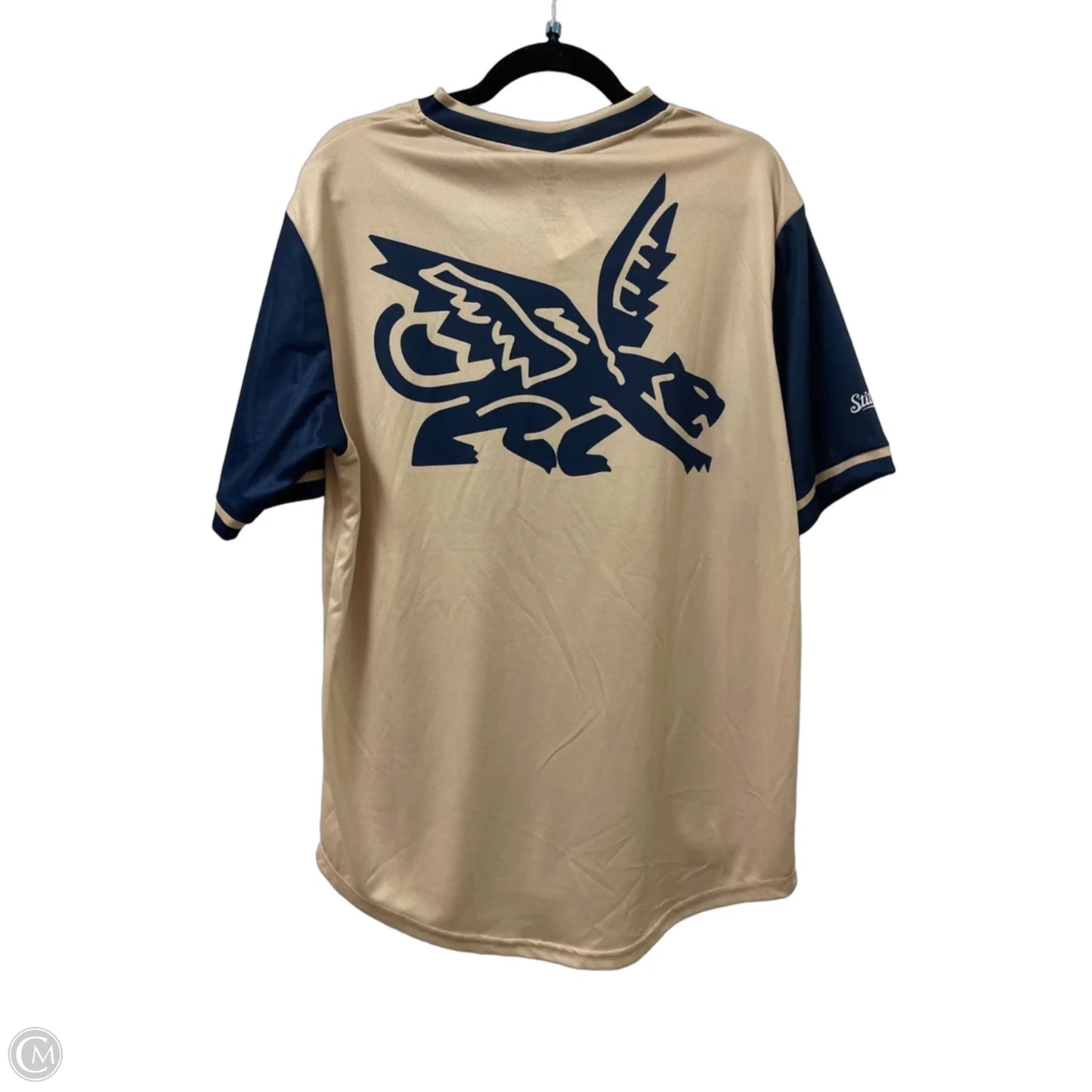 Top Short Sleeve By Genuine Merchandise In Blue & Cream, Size: L