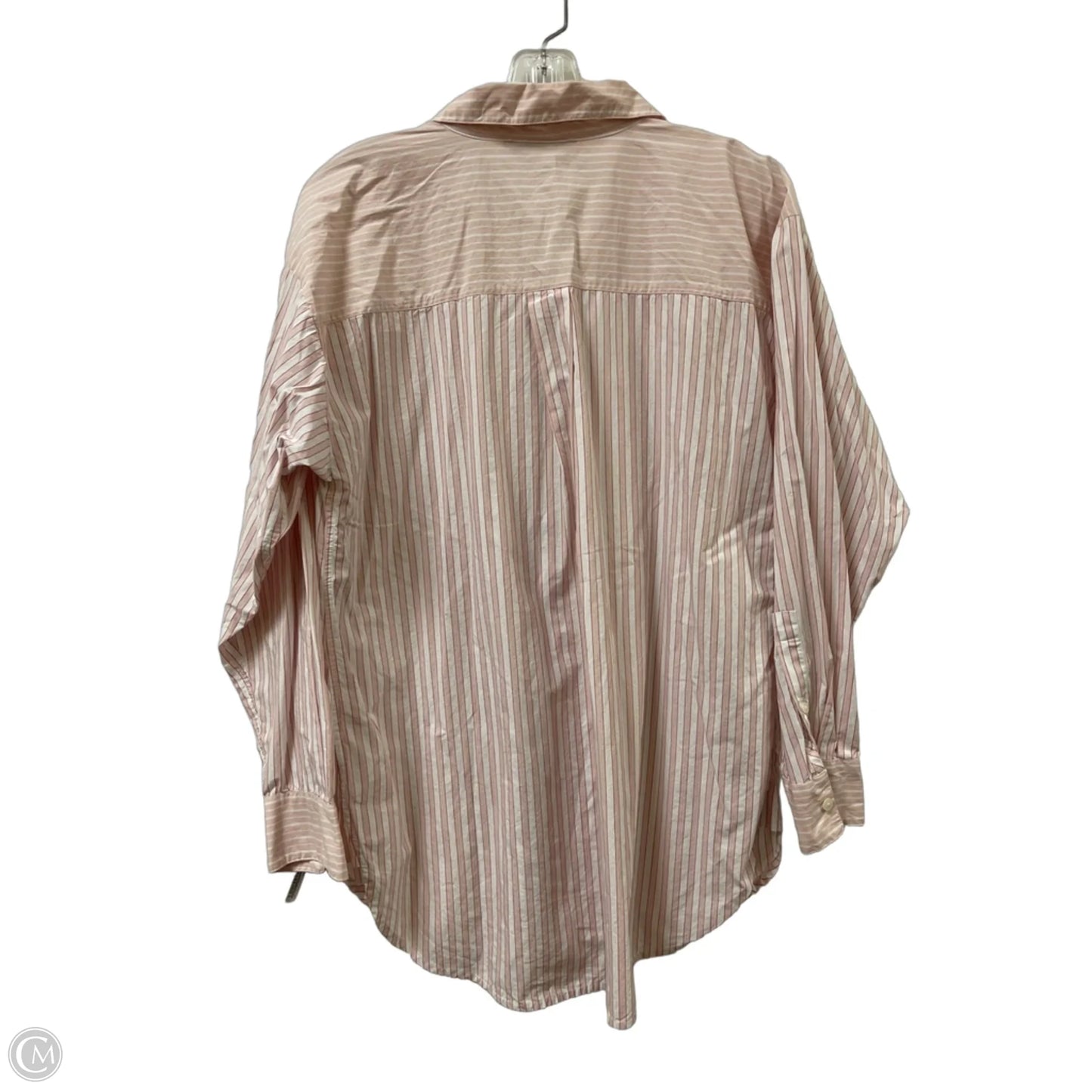 Blouse Long Sleeve By Loft In Pink & White, Size: M