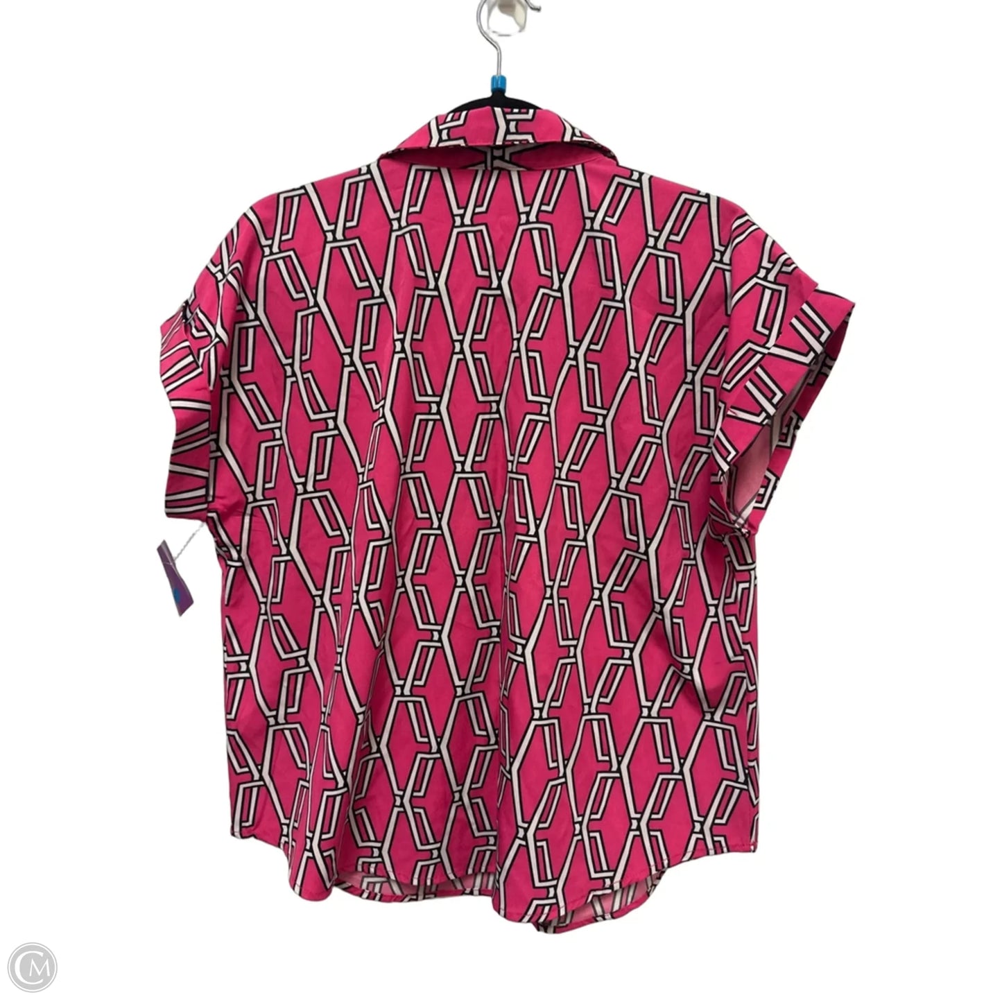 Top Short Sleeve By Adrienne Vittadini In Black & Pink, Size: L