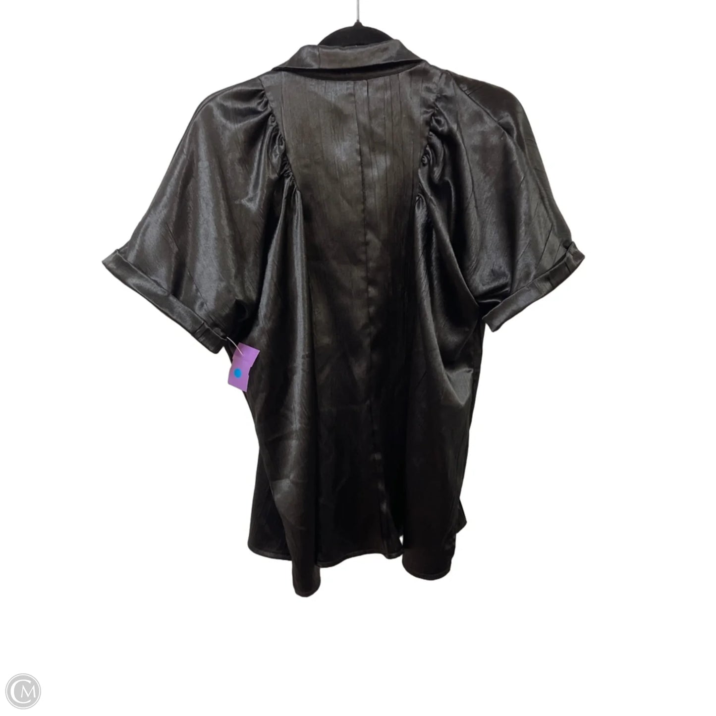 Blouse Short Sleeve By Glam In Black, Size: S