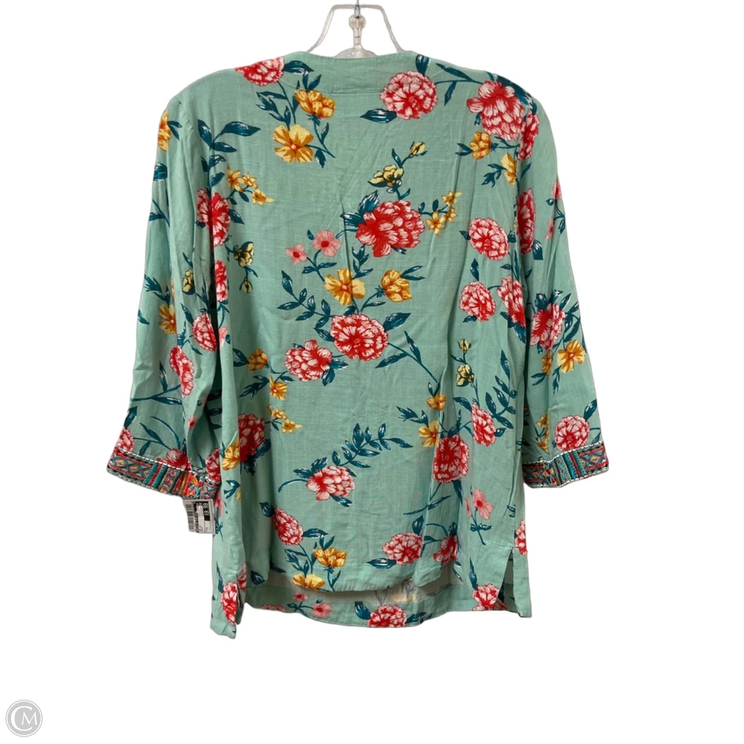 Top Long Sleeve By Belle By Kim Gravel In Green, Size: S