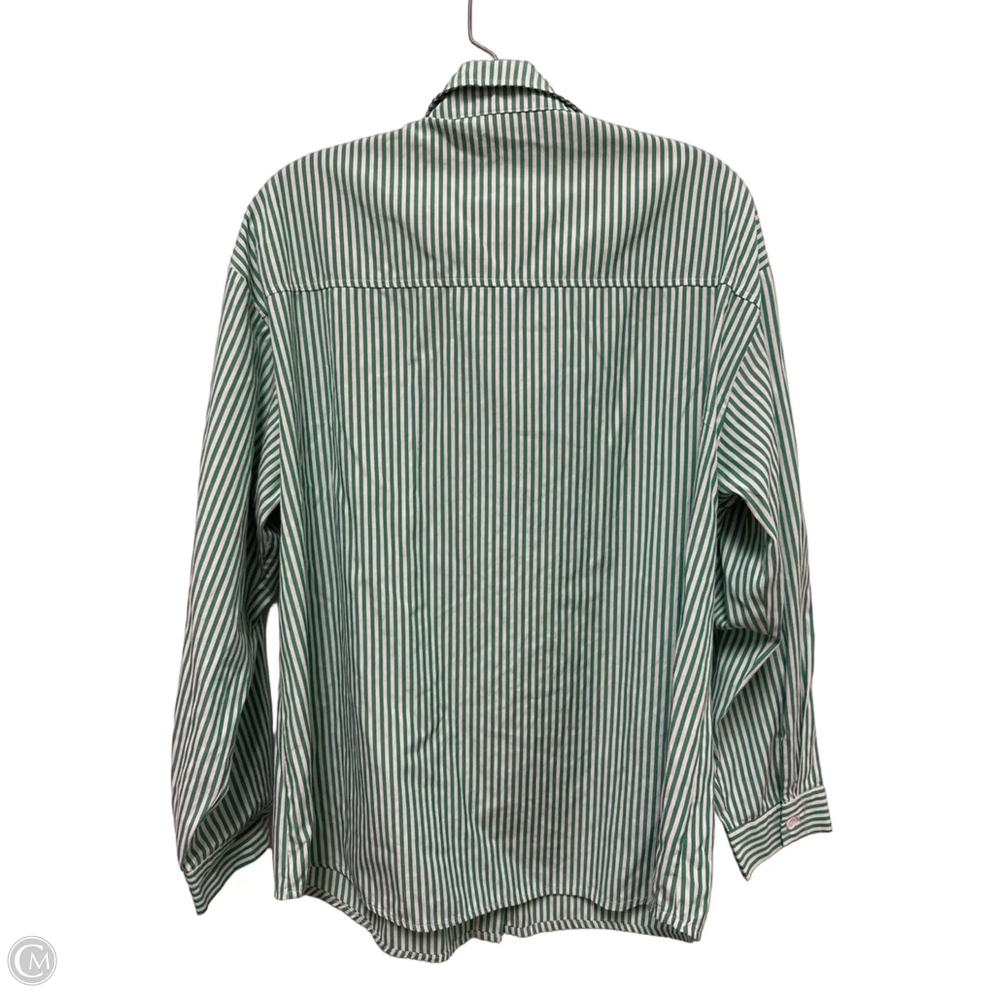 Blouse Long Sleeve By Clothes Mentor In Green & White, Size: Xl