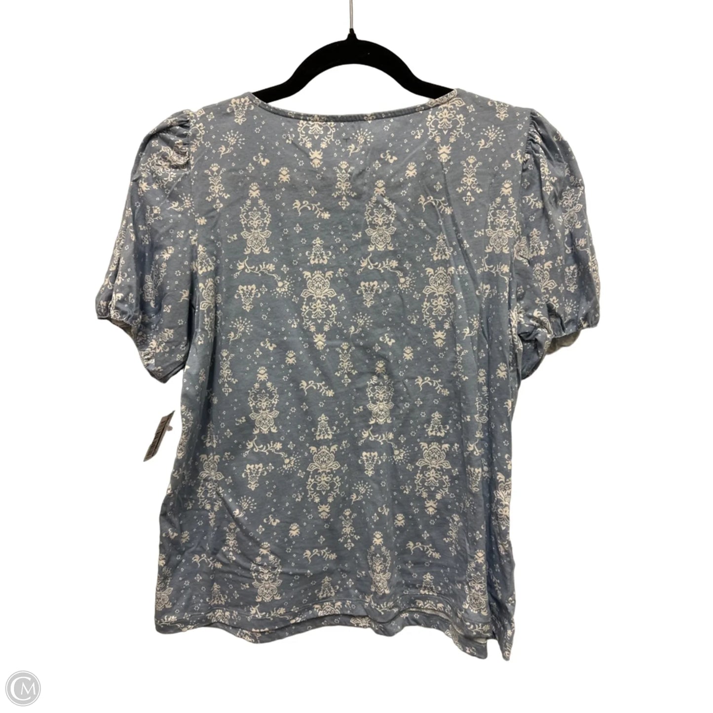 Top Short Sleeve By Loft In Blue & White, Size: L