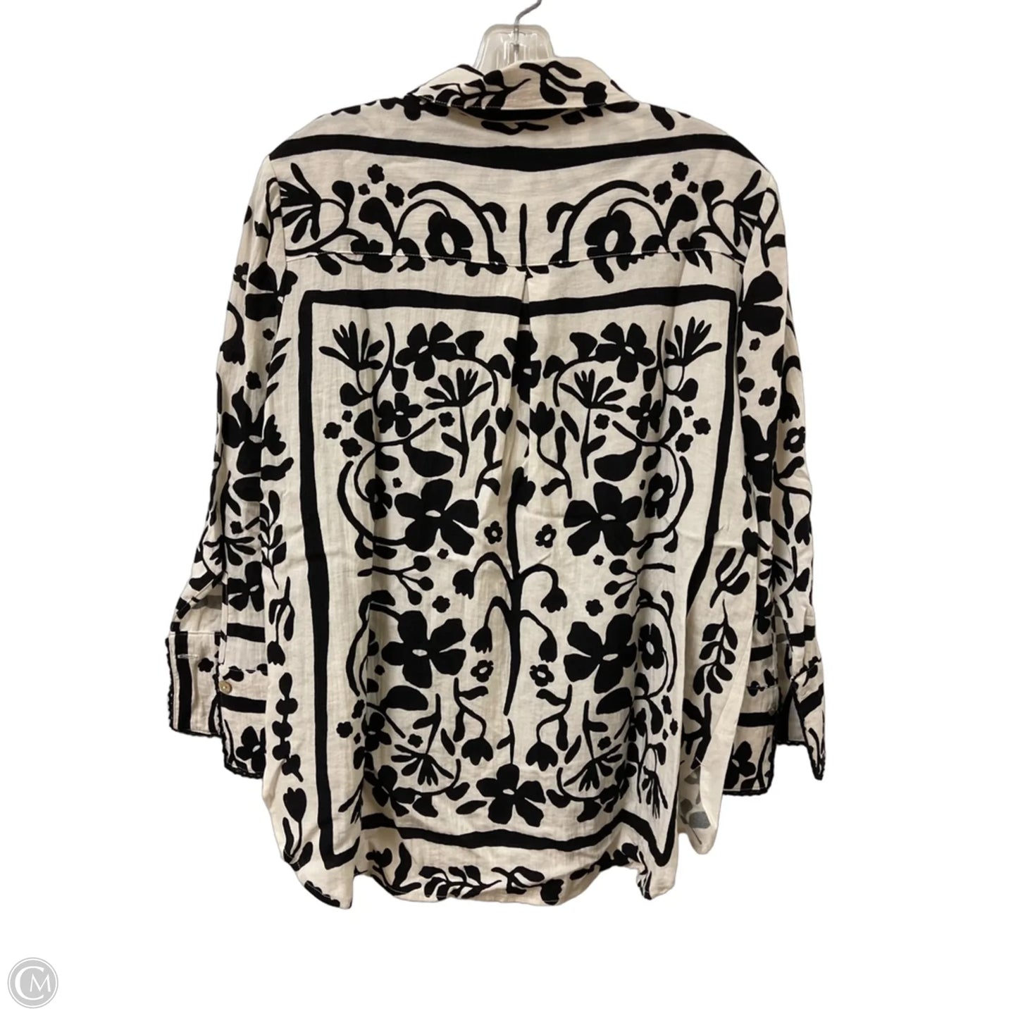 Blouse Long Sleeve By Clothes Mentor In Black & Cream, Size: S