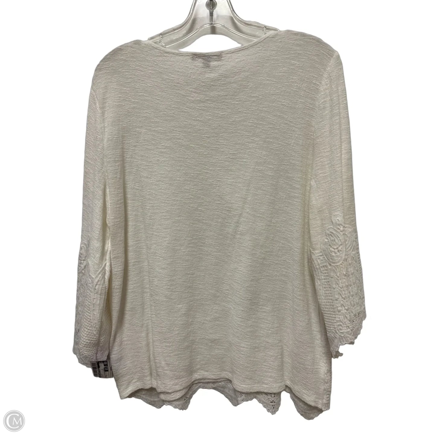 Top Long Sleeve By Adrianna Papell In White, Size: L