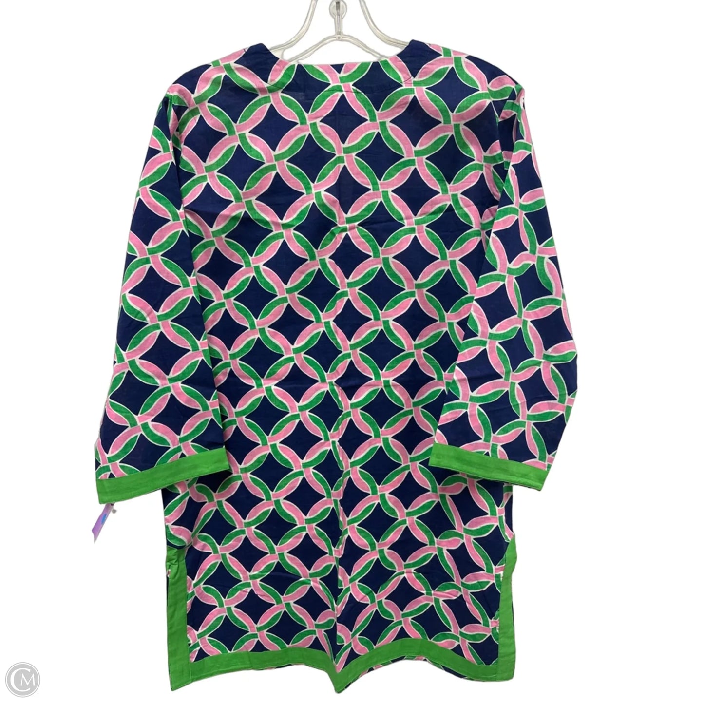 Tunic Long Sleeve By Clothes Mentor In Green & Pink, Size: M