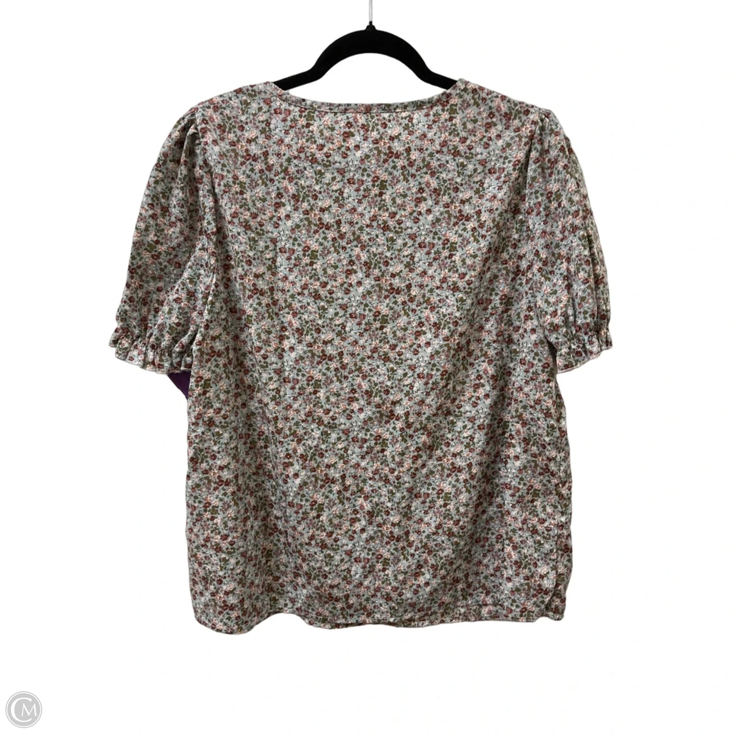 Top Short Sleeve By Shein In Floral Print, Size: Xl