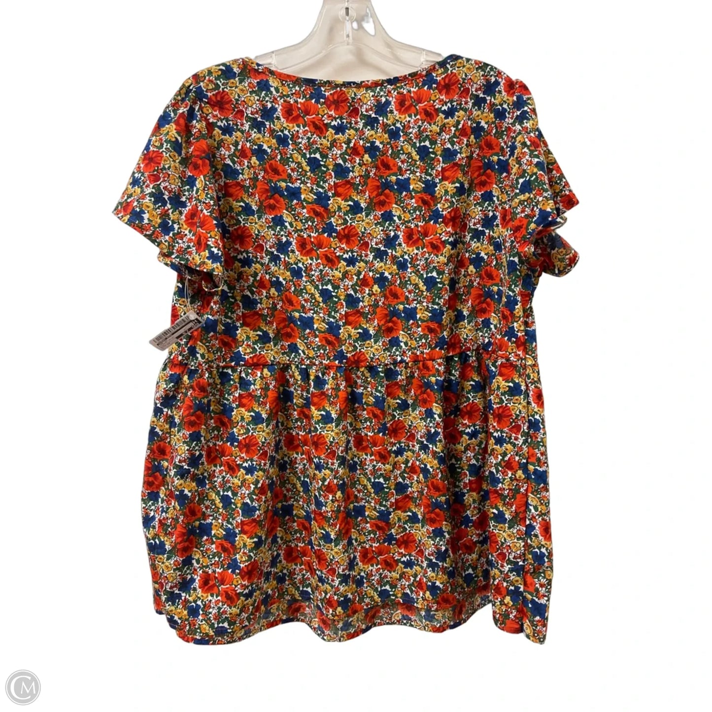 Top Short Sleeve By Emery Rose In Floral Print, Size: 1x