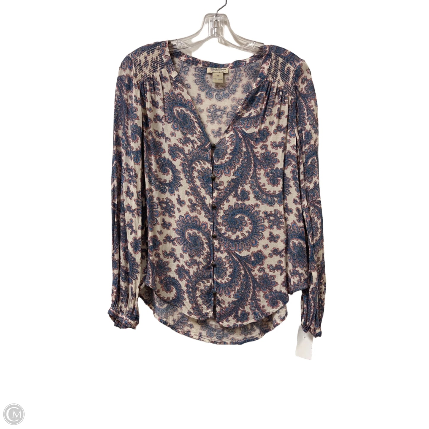 Top Long Sleeve By Lucky Brand In Blue & Pink, Size: S