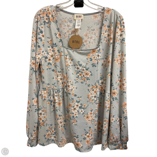 Top Long Sleeve By Bibi In Floral Print, Size: Xl