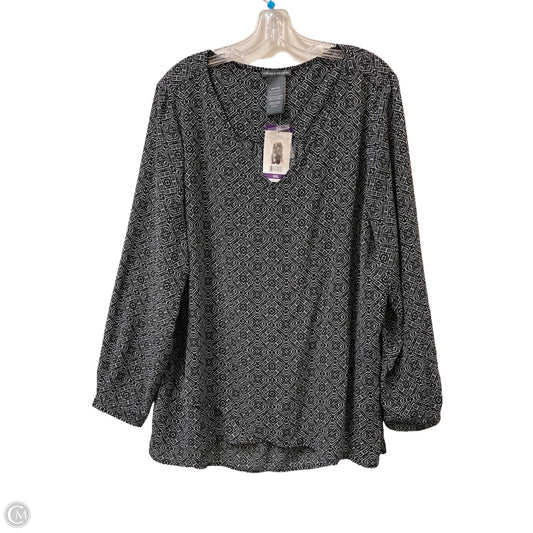 Top Long Sleeve By Chelsea And Theodore In Black & White, Size: 2x