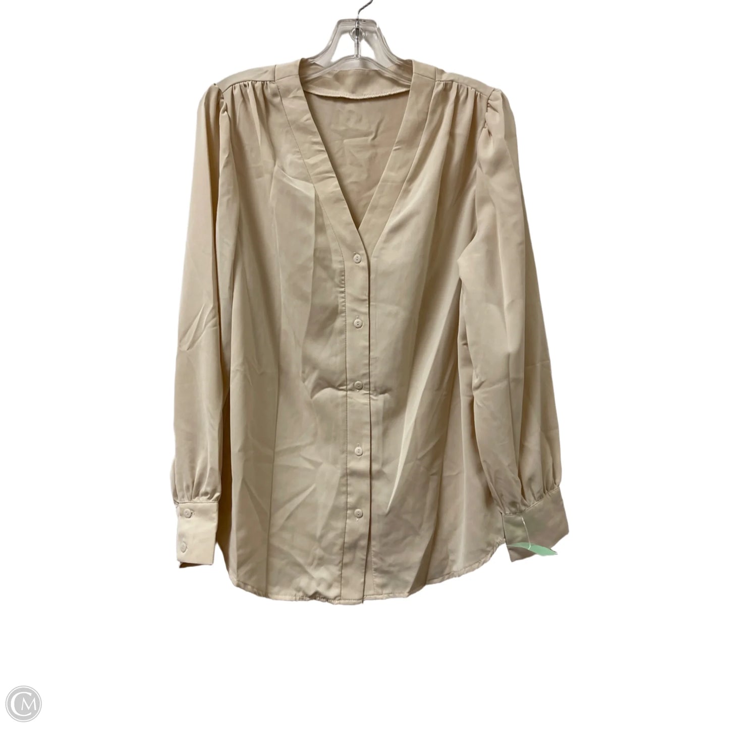 Blouse Long Sleeve By Clothes Mentor In Cream, Size: L