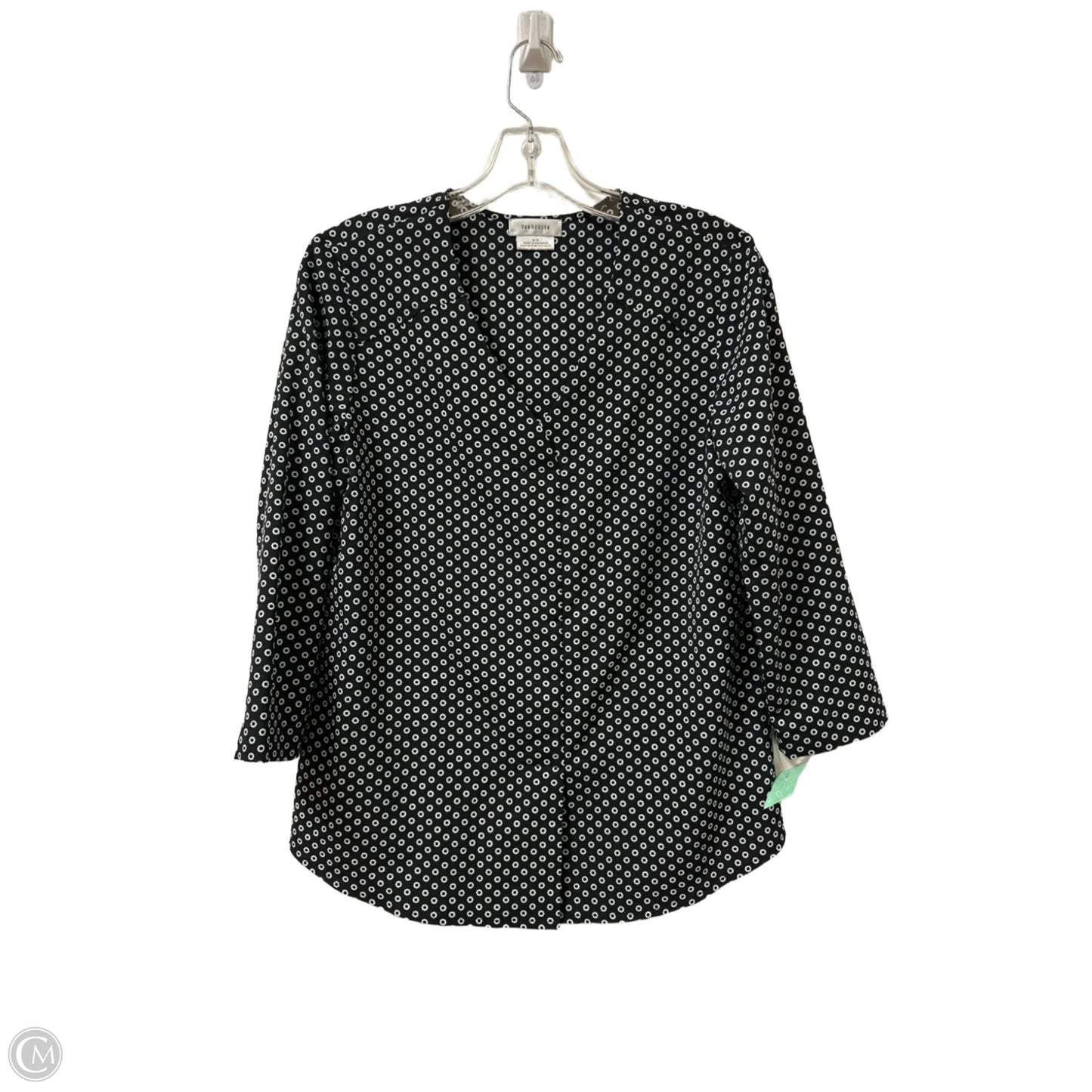 Top Long Sleeve By Van Heusen In Black & White, Size: S