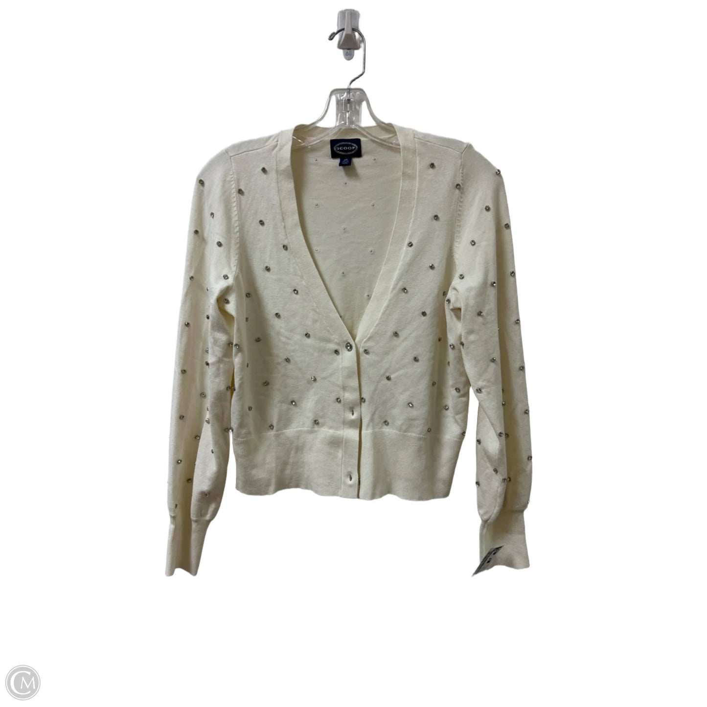 Sweater Cardigan By Scoop In White, Size: Xs