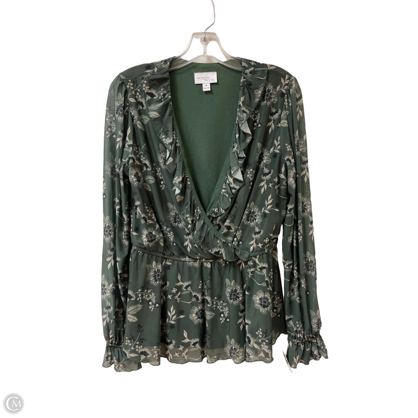 Top Long Sleeve By Morgan Taylor In Green, Size: M