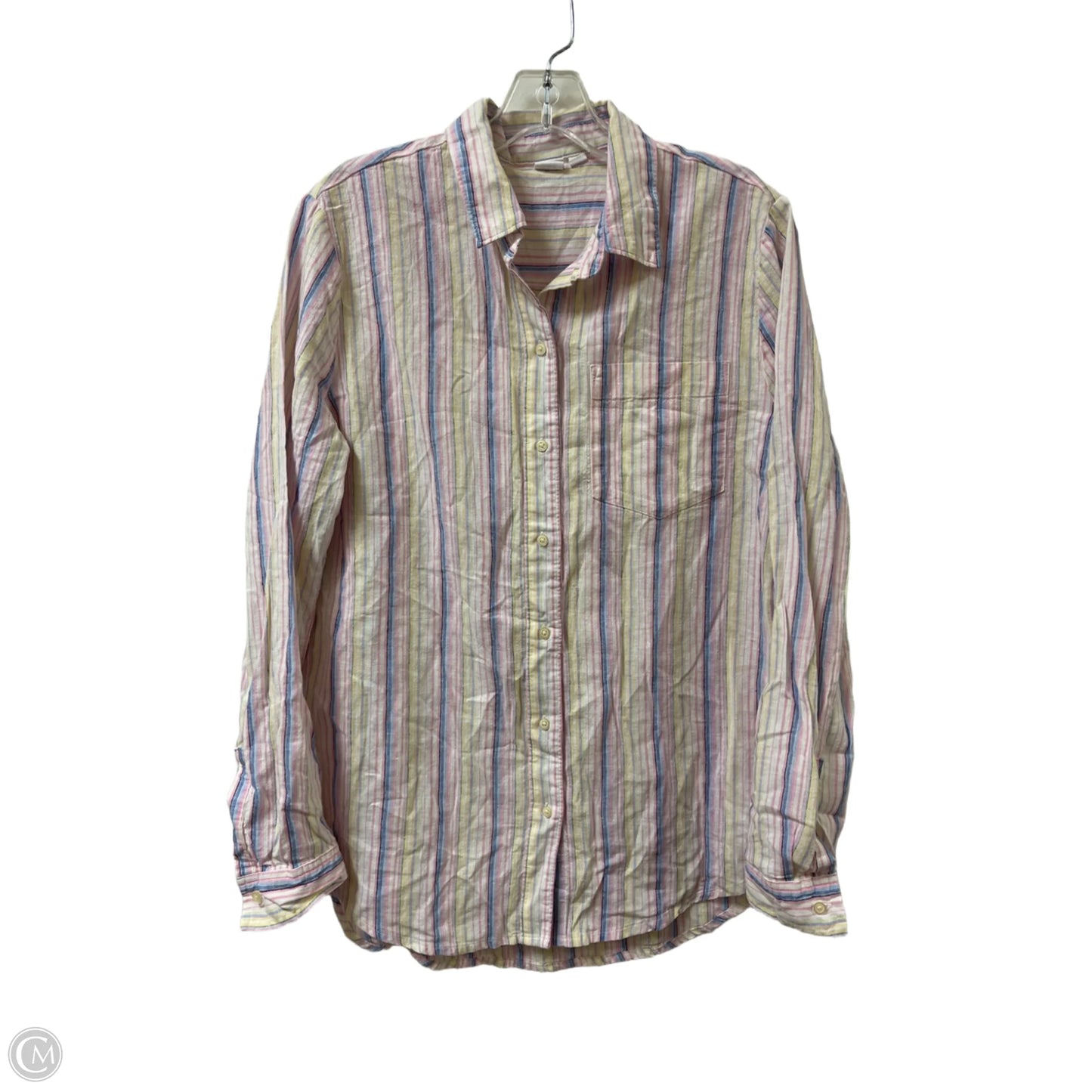 Blouse Long Sleeve By Gap In Striped Pattern, Size: S