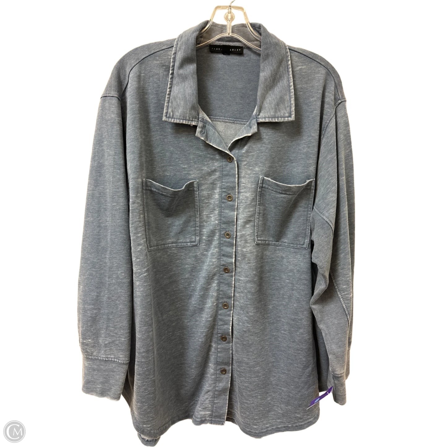 Blouse Long Sleeve By Jane And Delancey In Blue, Size: 2x