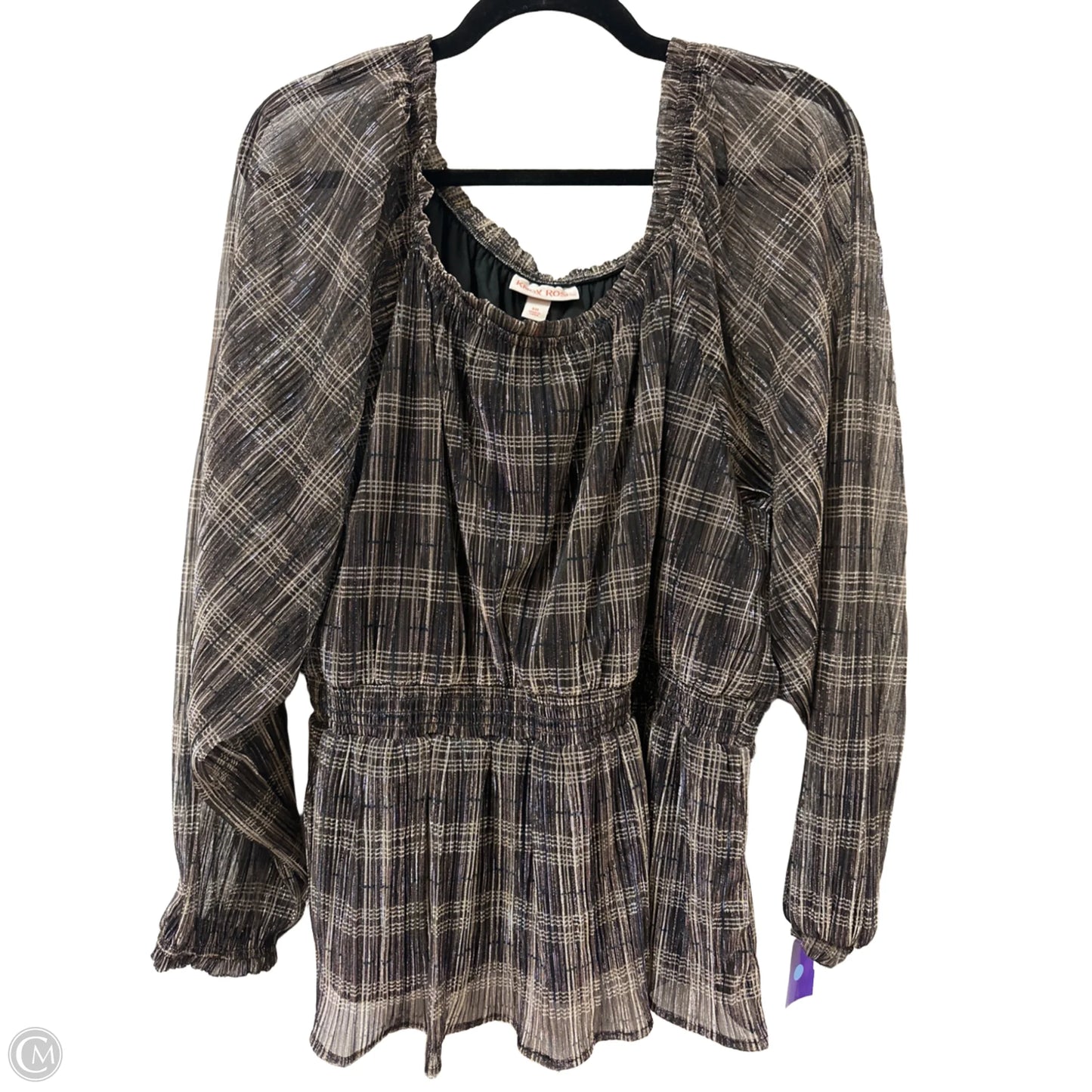 Top Long Sleeve By Knox Rose In Black & Gold, Size: 1x