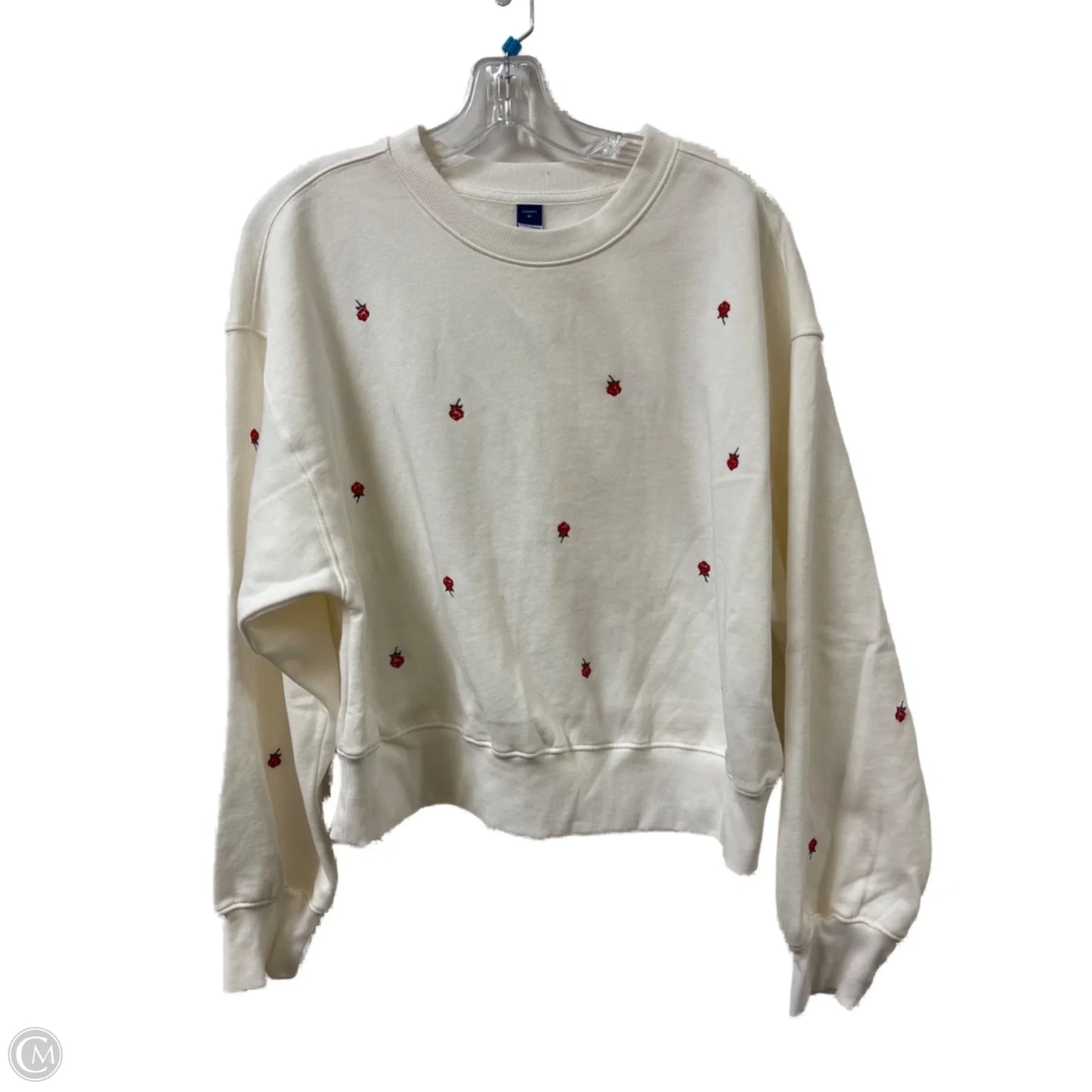 Sweatshirt Crewneck By Old Navy In Cream & Red, Size: M