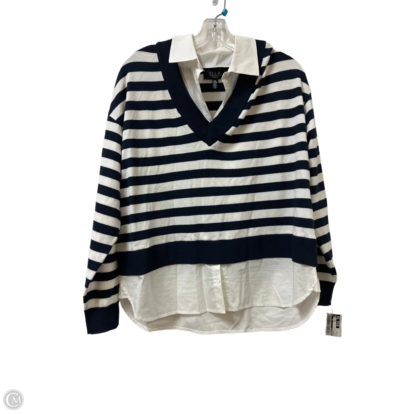 Sweater By Rafaella In Blue & White, Size: Lp