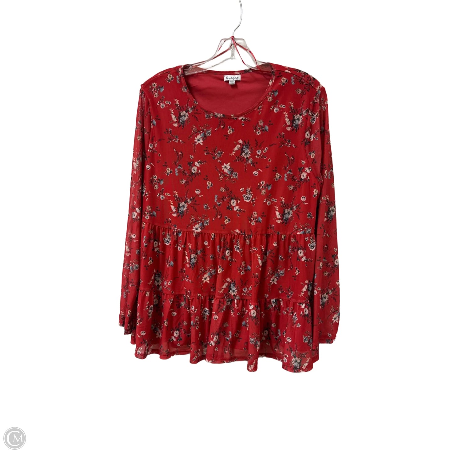 Top Long Sleeve By Love Fire In Red, Size: Xl