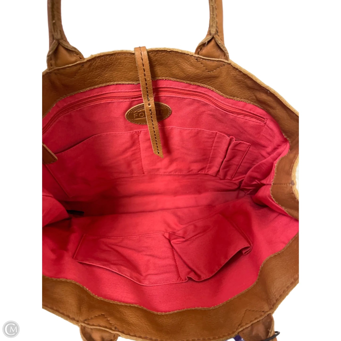 Handbag Leather By Fossil, Size: Large
